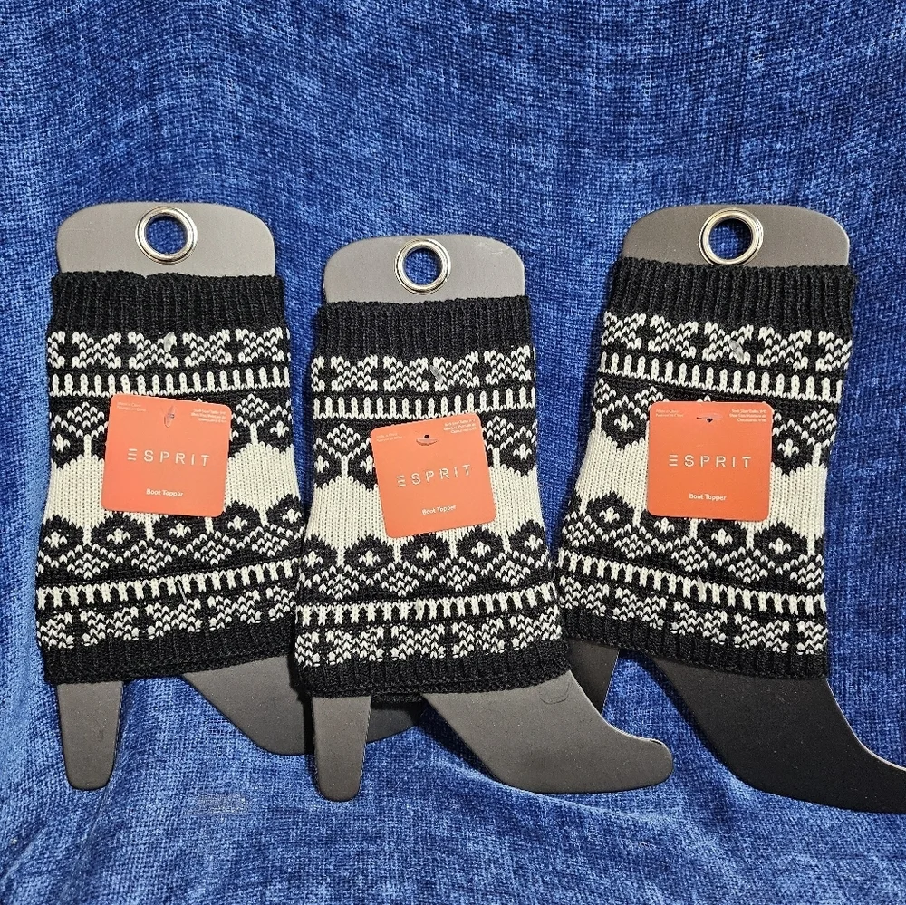 Esprit Black White Cream Knit Boot Toppers - Picture 6 of 6
